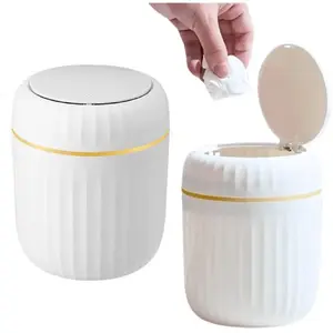 Trash bin Lean 25244 — mini white waste bin with hinged lid, universal small size