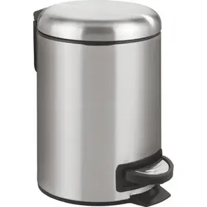 Pedal-operated steel trash bin No name twm_507977, stainless steel, pedal lid
