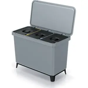 Trash bin Prosperplast NKS45W3-429U gray — multi-compartment waste segregation container