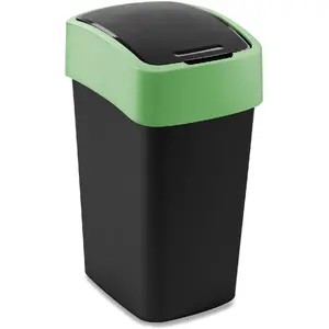 Trash Bin Keter 25L Flip Bin — 25 Litre Capacity, Black/Green, Model 229414