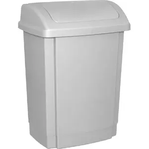 Trash bin Office Products tilt-open grey model 19012211-10, small office waste container
