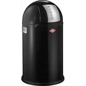 Мусорное ведро Wesco Pushboy Jr. 22 л, черное, с открыванием нажатием, стальной корпус