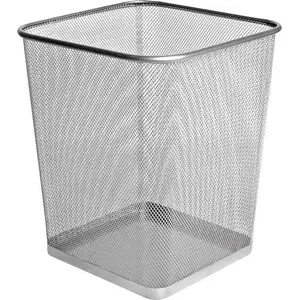 Trash bin Forofis 91329 metal mesh silver — small office/room waste bin
