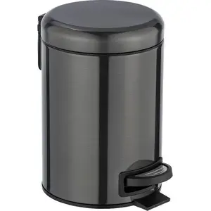 Trash bin with pedal, black, No name twm_515400