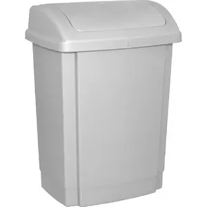 Trash bin office products tilt-open grey model 19012311-10, small indoor waste container