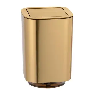 Waste container bin WENKO 24163100 Square PU plastic PVC, 172×172×255 mm, Gold