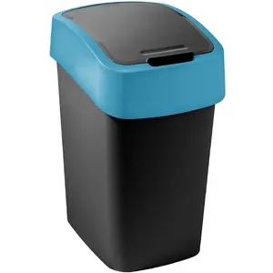 Trash bin Keter Flip Bin 9 L — compact kitchen waste container, black with blue lid