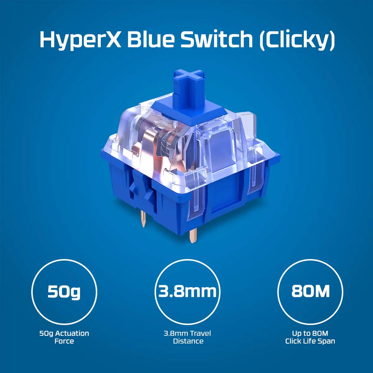Mehāniskā tastatūra HyperX Alloy Origins Core PBT HX Blue Photo 7