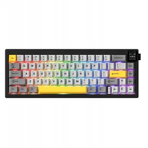 Mehāniska spēļu tastatūra Ajazz AK650 Dream Weaver Switch — melna/pelēka/dzeltena, 3 modeļi, ekrāns, RGB