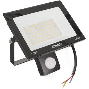 Outdoor LED Floodlight Keltin 50W with Motion Sensor, Warm White 2700K