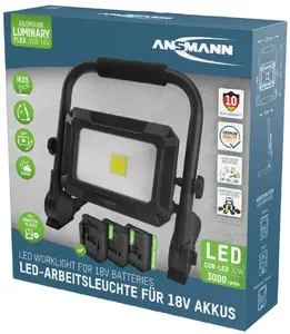 Прожектор для работ KRUPS Ansmann FL30W Black — LED 30 Вт, корпус алюминий, питание 18 В аккумулятор
