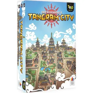 Galda spēle Trg Tangram City — tangram galvassāpju spēle ar ģeometriskām figūrām un uzdevumu kartītēm