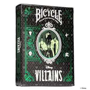 Kāršu komplekts Bicycle Disney Villains, 56 gab., kartons, 65×92 mm, zaļi/ violeti