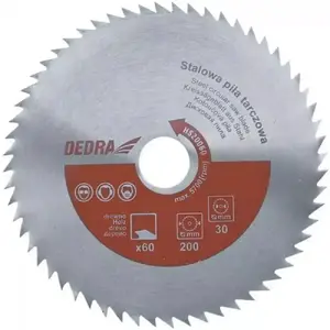 Диск пильный Dedra HS20060, Ø200 мм, посадочное 30 мм, для дерева, 1 шт