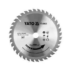 Apaļā zāģa ripa YATO YT-60635, Ø190 mm, TCT (karbīda ieliktņi), priekš koka un plastmasas, 1 gab.