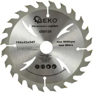 Диск пильный GEKO G00124 160x22 мм, 24 зубца, для дерева