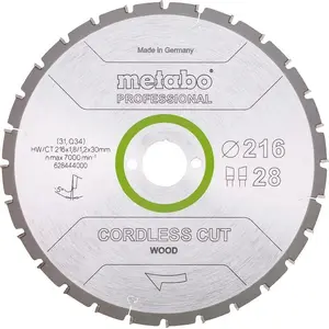 Circular Saw Blade MBG - Piotr Kiźliński Metabo HW/CT 216x30x28z for Cordless Wood Cutting