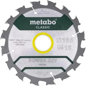 Apaļš zāģa disks Metabo POWER CUT WOOD CLASSIC HW/CT 165x30x16z, 165x30x16z, koksnes griešanai