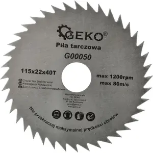 Диск пильный GEKO 115×22 мм, 40 зубьев, для дерева