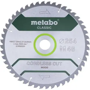 Circular Saw Blade Metabo HW/CT 254×30 48T for Cordless Cut Wood Classic