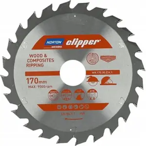 Ripzāģa asmens NORTON 170 mm x 30 mm x 48 zobiem kokam un kompozītiem, ATB (2,6/1,6)