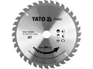 Apaļš zāģa disks YATO YT-60622, 185 mm, TCT, priekš koka un plastmasas, 1 gab.