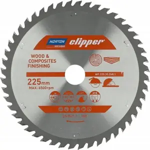 Ripzāģa disks NORTON 225 mm x 30 mm, 48 zobu, kokam un kompozītiem, ATB (2,8/1,8)