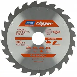 Ripzāģa disks NORTON 180 mm x 30 mm, 24 zobu ATB, kokam un kompozītiem (2,8/1,8)