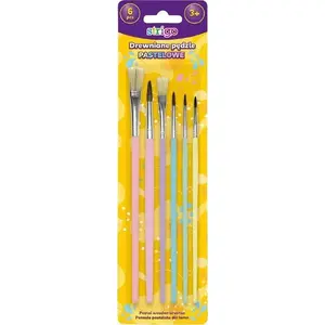 Paint brushes set Strigo 6 pcs wooden handles