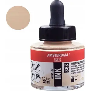 Acrylic ink bottle Artequipment Amsterdam Naples Yellow Red Light 292, artist-quality pigment