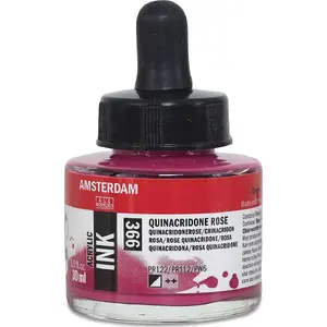 Acrylic Ink Bottle Artequipment Quinacridone Rose 366 – ￼Amsterdam series, pigment ink for illustration and mixed media