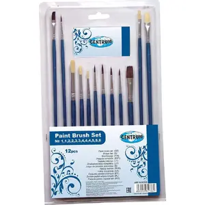 Paint brush set panta plast 12-piece wooden handles, blister pack (MPN 82786)