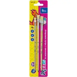Flat Paint Brushes Tetis set size 4, 6, 8 — 3 pieces, blister pack