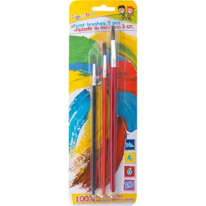 Paint brushes Gimboo set No. 4, 6, 10 — 3 pcs, blister pack, assorted colors
