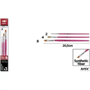 Flat Synthetic Paint Brushes, creativ company, set of 3, assorted flat-head sizes
