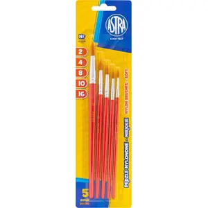 Paint brush set Astra 5 pcs nylon sizes 2/4/8/10/16