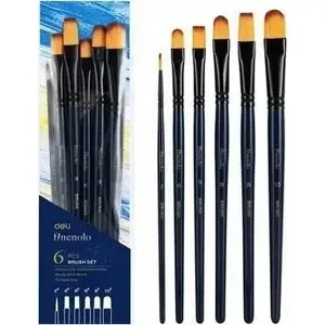 Brush set Deli Finenolo hard nylon 6 pieces — paint and craft brushes, mixed sizes