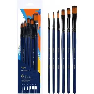 Brush set Deli Finenolo soft nylon, 6 pieces — assorted sizes for painting and crafts