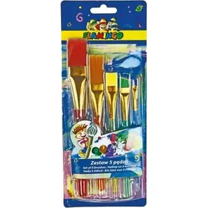 Brush set Titanum FLAMINGO 5 pcs — school paint brushes with acrylic handle