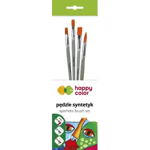 Набор синтетических кистей Happy Color mix A, 4 шт — синтетический ворс, разные формы