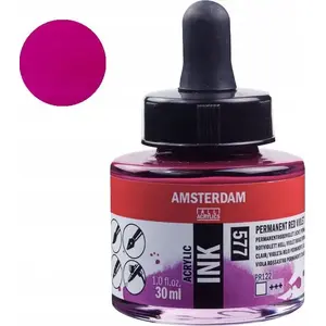 Acrylic ink bottle Artequipment Amsterdam Permanent Red Violet Light 577, pigmented artist ink