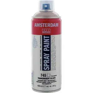 Аэрозольная краска Artequipment Amsterdam Black Transparent 745 – черная полупрозрачная краска для художников и декораторов