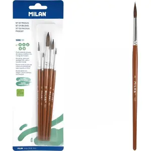 Round Goat Hair Paint Brushes Milan Series 101 — Set of 5 (MPN 483633)