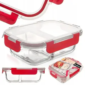 Glass ovenproof divided food container with lid 950 ml — Excellent Houseware 129228