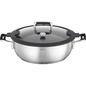 Roesle steam roasting pan with lid 28 cm Silence PRO - stainless steel, fits stovetop and oven