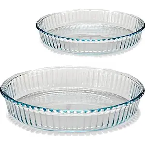 Oven dish set Borcam 26–32 cm transparent glass, 2 pieces