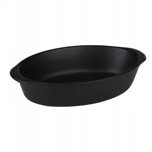 Ovenproof ceramic baking dish ALPINA oval 20×12×5 cm 470 ml (black)