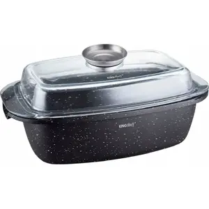 Roasting Pan KingHoff KH-1608 5.5 L with Lid — marble-coated bakeware