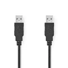 USB cable Nedis CCGL60000BK50 — USB A to USB A, USB 2.0, 5 m, black, nickel-plated contacts