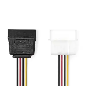 Iekšējais barošanas kabelis Nedis CCGB73500VA015 — Molex 4 kontaktu uz SATA 15 kontaktu, 0,15 m